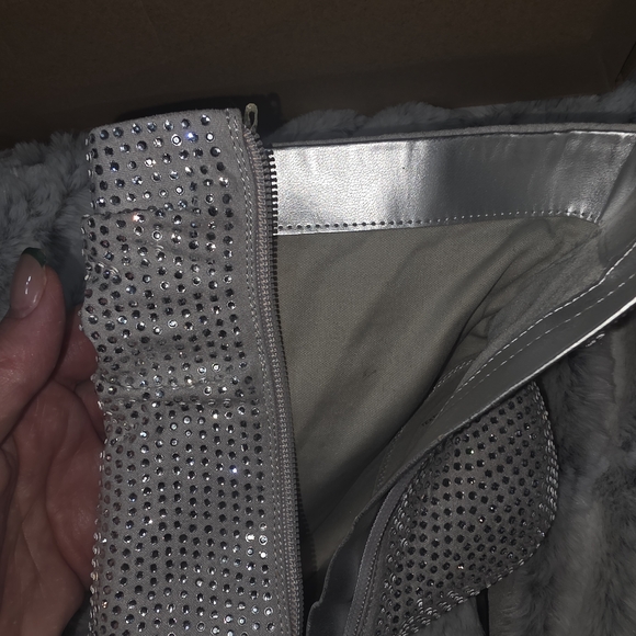 Nine West Glittering Silver Heeled Boots - Picture 3 of 5